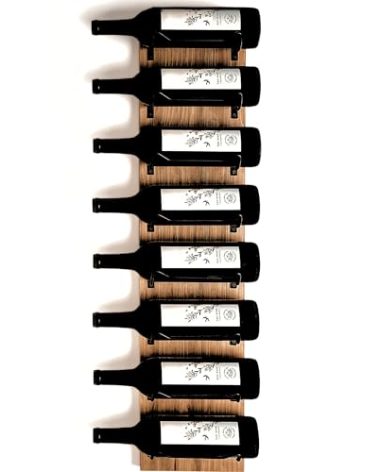Blue River Goods Wine Rack Wall Mounted | Wooden Wall Wine Rack with 8 Bottle Storage and Matte Black Brackets | Wine Wall Rack with Rustic Finish | Perfect for Small Spaces