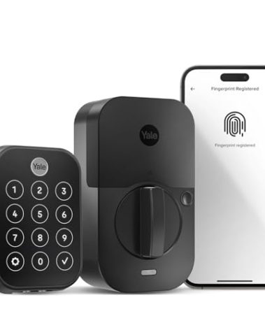 Yale Assure Lock 2 Touch Deadbolt, Black Suede Key-Free Smart Entry Door Lock with Wi-Fi Connected Touchscreen Keypad and Fingerprint Scanner for Code Entry and Remote Access, YRD450-F-WF1-BSP