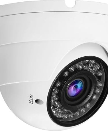 2MP CCTV Camera HD 1080P 4-in-1 (TVI/AHD/CVI/960H/CVBS) Security Dome Camera, 2.8-12mm Varifocal Lens Analog Video Surveillance, Wide Angle Viewing Day & Night Indoor Outdoor Waterproof (White)