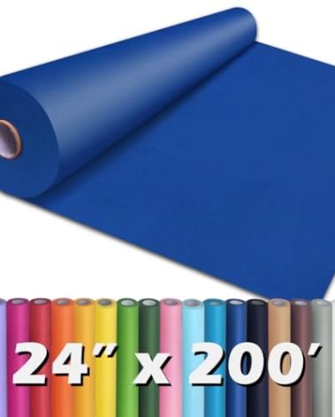 PerkHomy 24" x 2,400" (200') Blue Kraft Paper Roll for Craft Bulletin Board Paper Art Table Covering Crafting Gift Wrapping Bouquet Packing Parcel 80GSM 55LB (Blue, 24" x 200')