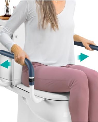 PELEGON Toilet Safety Rails (250lb) - Adjustable Toilet Safety Rails, Toilet Bar for Elderly Adults, Toilets Rails for Seniors, Toilet Seat with Handles for Elderly & Disabled Toilet Grab Bar - 1 Pack