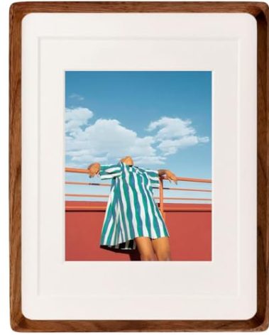 FLECHAZO 8x10 Picture Frame Wood with 5x7 and 6x8 Mat, Natural Solid Walnut Wooden 8 by 10 Photo Frames for Tabletop or Wall Mounting Display