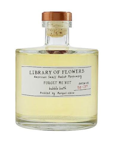 Library of Flowers Forget Me Not Bubble Bath, 17 fl. oz., Osmanthus, Rice Powder & White Orchid, Skin Hydrating & Deep Moisturizing, Avocado Oil & Green Tea, Relaxing Scented Bubbling Bath Soap