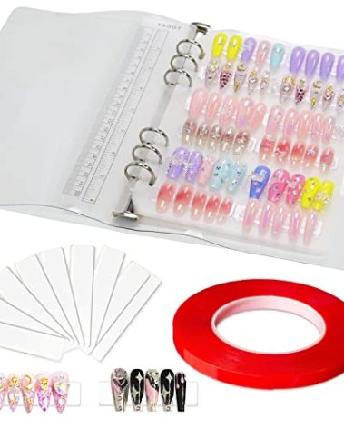 Large Clear Press on Nails Storage Box, Empty Press on Nails Packaging Box Set with Double-sided Adhesive Tape and 50 Arcylic Nail Display Stand Can Be Used to Store and Store Personal Items (large 1)