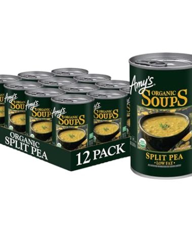 Amy's Soup, Vegan Split Pea Soup, Gluten Free, Made With Organic Split Peas and Vegetables, Canned Soups, 14.1 OZ (12 Pack)