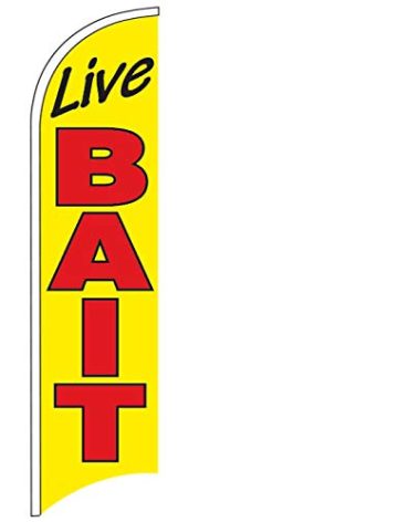 Live Bait - Windless Swooper Flag Feather Banner Sign 2.5x11.5 ft Tall (Flag Only) yb