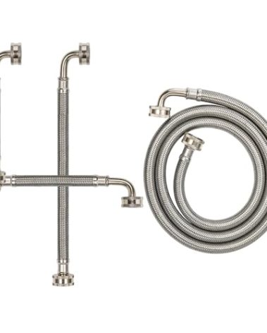 （40 Pack）PLUMBINGMASTER 6Ft Washing Machine Hoses, Washer Hoses with 90 Degree Elbows Universal Stainless Steel Washing Machine Supply Lines Braided Washer Hoses for Washing Machine