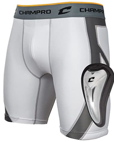 CHAMPRO Wind Up Compression Polyester/Spandex Sliding Short W/Cup, Youth Medium, White