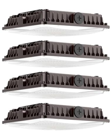 DEMILARE 100W LED Canopy Lights 4Pack, Selectable Wattage 100/80/60W 3CCT 3000/4000/5000K, IP65 ETL Listed Commercial Canopy Lights for Gas Station Warehouse Garage Shop