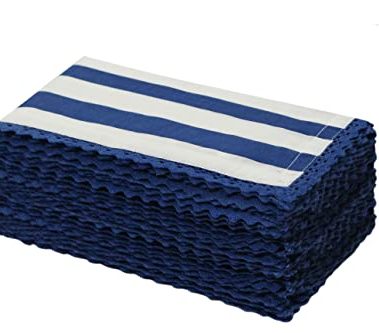 COTTON CRAFT Cloth Napkin - Set of 12 Pure Cotton Slub Elegant Lace Trim Everyday Dinner Napkins - Birthday Party Holiday Table Xmas Festive Gift - Thick Absorbent Washable Reusable Napkin -18x18 Blue