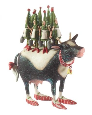 MACKENZIE-CHILDS Patience Brewster 12 Days Christmas Ornament, Decorative Hanging Ornament for Christmas Tree, 8 Maids a-Milking