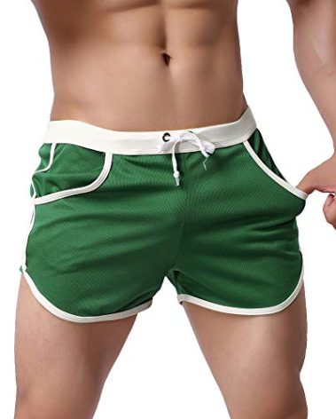 Rexcyril Men's Running Workout Bodybuilding Gym Shorts Athletic Sports Casual Short Pants Medium Green