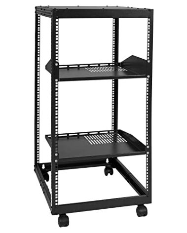 VEVOR 20U Open Frame Server Rack, 23''-40'' Adjustable Depth, Free Standing or Wall Mount Network Server Rack, 4 Post AV Rack with Casters, Holds All Your Networking IT Equipment AV Gear Router Modem