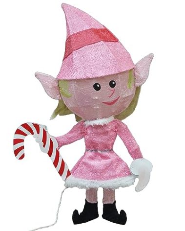 ProductWorks 24" Girl Elf Christmas Decorations, Light Up Rudolph, Rudolph Outdoor