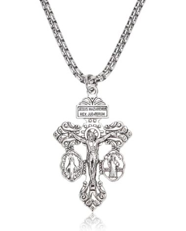 Pardon Crucifix Necklace with St Benedict and Milagrosa Medal,Cruz Del Perdon Catolica,Crucifijo Del Perdon,Rosarios Catolicos Regalos Cristianos Para Hombre y Mujer Mamá Papa Abuela Suegra Tía Gift