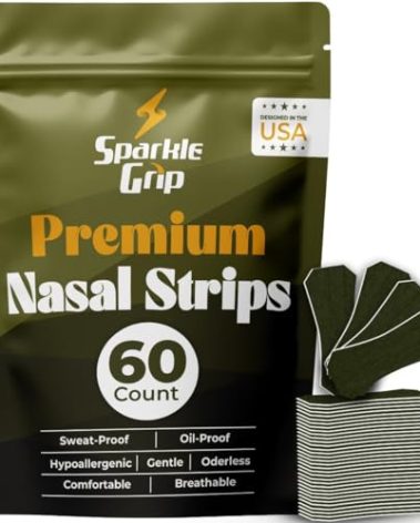 Nasal Strips for Snoring (60 Count) Nasal Strips for Sleeping - Nose Strips for Breathing | Athletic Nasal Strips | Wide Body | Oil & Sweat Proof Adhesive | Extra Strength| Size Fits All. USA Brand