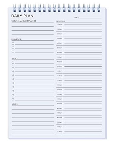 24 Hour Daily Planner - To Do List for Work & Personal Life, Productivity Everyday Planner, Daily Schedule, 6.5 x 9.8