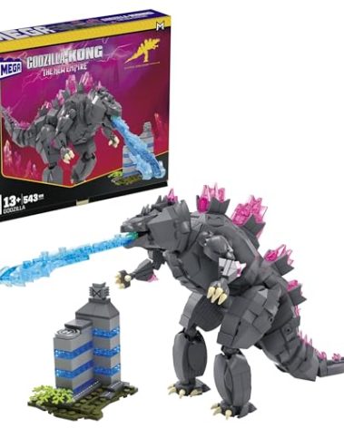 MEGA Godzilla x Kong The New Empire Building Set Action Figure Godzilla with 543 Pieces and Accessories, 8 Inches Tall, for Adult Collectors