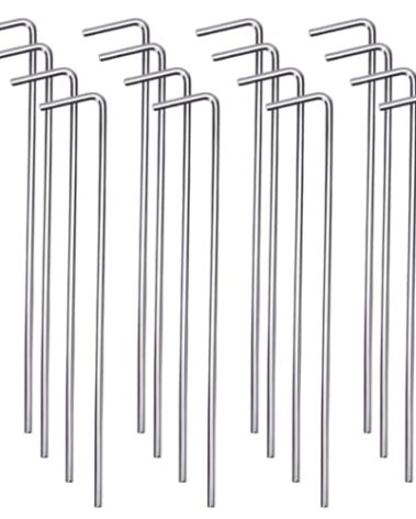 16 Pack Tent Stakes 6.5" Heavy Duty Metal Pegs for Outdoor Christmas Decorations Camping Canopy Gardening Yard Ground Garden Accessories