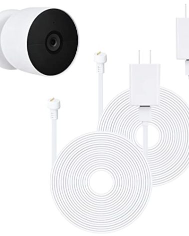 wochel 2Pack Power Cable Compatible with Google Nest Cam Outdoor (Battery), 30Ft/9.1m Weatherproof Outdoor Power Cord Continuously Charging Your Nest Camera (White)