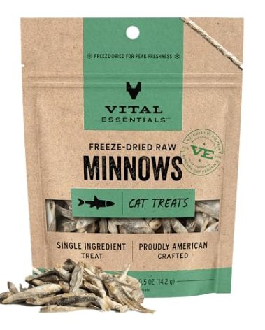 Vital Essentials Minnows Cat Treats, 0.5 oz | Freeze-Dried Raw | Single Ingredient | Grain Free, Gluten Free, Filler Free
