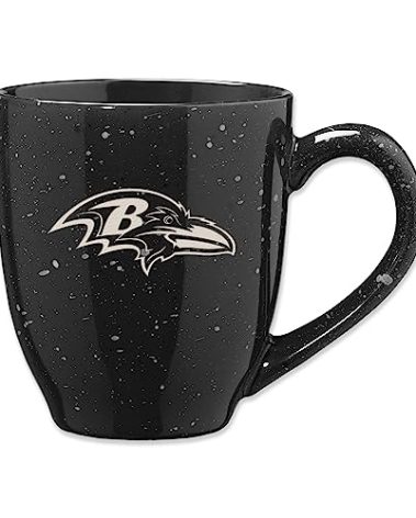 Rico Industries NFL Football Baltimore Ravens Alternate 16 oz Team Color Laser Engraved Speckled Ceramic Coffee Mug