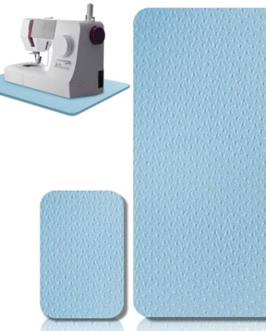 2 Pcs Sewing Machine Muffling Mat Pedal Sewing Mat Reduce Vibrations Noise No Slip Machine Accessories for Quilting(17'' X 36'' and 9'' X 14'',Light Blue)