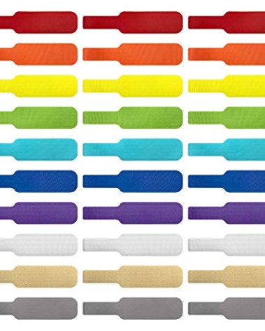 Cable Labels - Wrap-It Storage - Large, Multi-Color (30-Pack) - Colorful Labels for Basement and Office Organizing