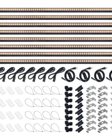 Barrina T5 Grow Lights for Indoor Plants, 3FT 128W (8 X 16W) Plant Grow Lights Indoor with Magnetic Bar, Linkable Plant Growing Lamps with Black Cover, Plug and Play, Yellow, 8 Packs