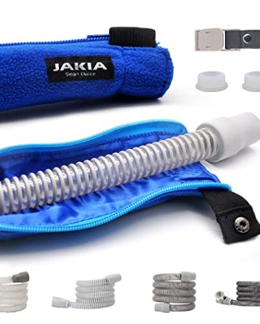 JAKIA CPAP Tube Cover Sleeve Wrap Insulator Protector,6.2 ft Long Double Fabric Soft Fleece with Full Length Zipper,Soft Surface Safe and Comfortable 1 Tube Clip and 2 Hose Bushing Included