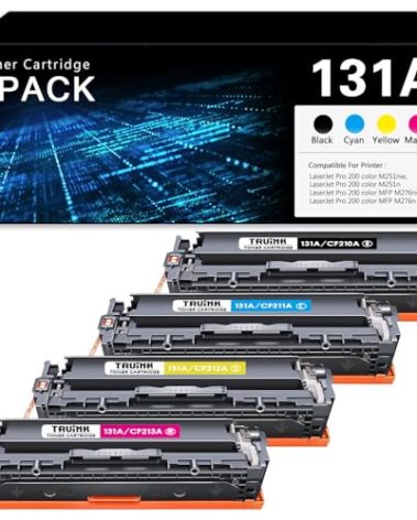 131A Toner Cartridge 4-Pack Replacement for HP 131A 131X | CF210A CF211A CF212A CF213A Toner Compatible with HP Pro 200 Color M251nw M251n MFP M276nw M276n Printer Ink.(Black, Cyan, Magenta, Yellow)