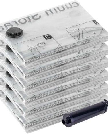 Vacuum Storage Bags 6 Jumbo, Space Saver Bags with Travel Hand Pump, Compression Airtight Sealer Bags for Clothes, Bedding, Pillows, Comforters, Blankets