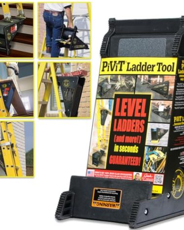 USA Made Original PiViT® LadderTool: Multi-Use Ladder Leveler Stabilizer, Wedge, Pitch Hopper, ProVisionTools, Inc.™ Recognized Safety Record Spanning 27 Years.