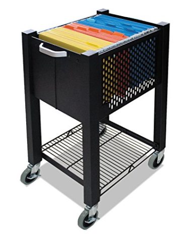 Vertiflex instacart Sidekick deskside File cart, Metal, 1 Shelf, 1 bin, 14.25" x 16.25" x 27.75", Black