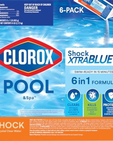 Clorox® Pool&Spa™ Shock XTRABLUE® Plus, Kills Bacteria & Algae in Swimming Pools, Swim-Ready in 15 Minutes, (6-Pack)
