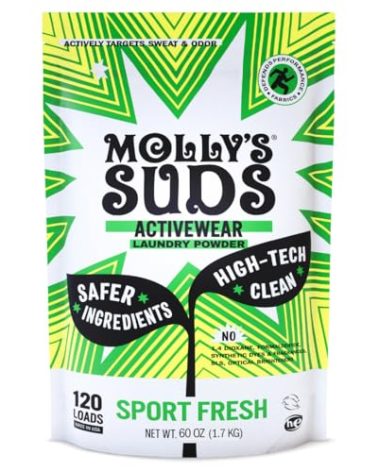 Molly's Suds Active Wear Laundry Detergent | Extra Strength Sport Laundry Powder, Stain Fighting for Performance Fabrics and Sensitive Skin | 120 Loads