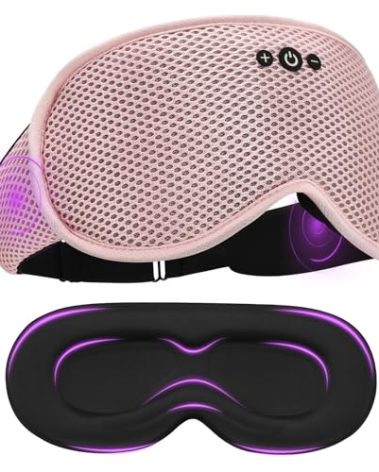 Mixiba Sleep Mask with Bluetooth Headphones, Removable 3D Contoured Cup, Wireless Eye Mask for Sleep, Sleeping Headphones with Thin Stereo Speakers for Men, Women, Travel, Relaxation - Pink