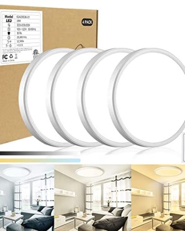 12 Inch ETL Flush Mount Ceiling Light, Dimmable Brightness, 28W 3200LM Super Bright and Slim IC Ceiling Light Fixture, 3000K/4500K/6000K 3 Colors Available Led Ceiling Light, No Delay