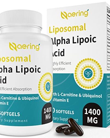 Liposomal Alpha Lipoic Acid 1400mg Softgels, ALA Supplement with L-Carnitine 1000mg, Ubiquinol (Active CoQ10) 100mg and Vitamin E 10mg,Alpha-Lipoic Acid for Antioxidants, Nerve,Energy 60 Softgels