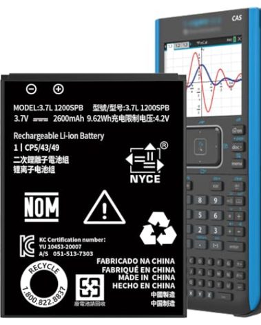 HamnaKhu TI-84 Plus CE Battery for Texas Instruments,𝗨𝗽𝗴𝗿𝗮𝗱𝗲𝗱 High Capacity 0 Cycle,P11P35-11-N01 Battery,Part No 3.7L1200SPB 3.7V TI-Nspire CX II TI-Nspire CX II CAS