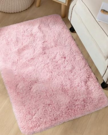 YJ.GWL Area Rugs for Bedroom, 2x3 Door Mat Washable Small Pink Bedside Rug,Fluffy Shaggy Entryway Rugs for Living Room, Shag Indoor Floor Carpet for Kids Boy and Girls, Home Decor Aesthetic