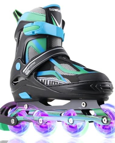 Sowume Adjustable Inline Skates for Girls and Boys, Roller Skates with All Light Up Wheels, Patines para Mujer for Kids and Adults, Men, Women