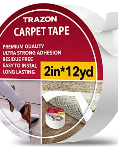 Carpet Tape Double Sided - Rug Tape Grippers for Hardwood Floors and Area Rugs - Carpet Binding Tape Strong Adhesive and Removable, Heavy Duty Stickers Grip Tape, Residue Free (2 Inch / 12 Yards)