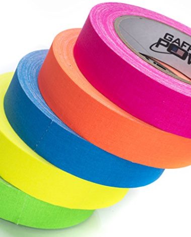 5-Pack Fluorescent Gaffer Tape | Leaves No Residue | Heavy Duty Pro Gaff Tape | Secures Cables, Holds Down Wires | Easy to Tear | Multipurpose | Weather Resistant. Made in The USA Gaff Tape