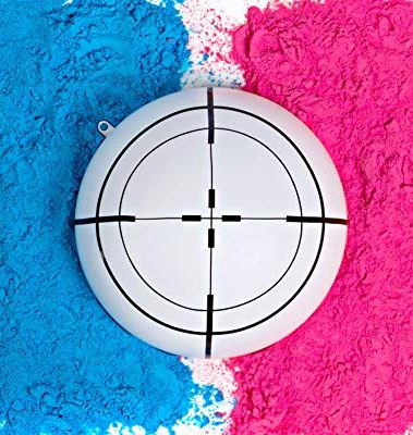 Ultimate Party Supplies Gender Reveal White Target Ball | Pink & Blue Kit | Powder 6 Inch Shooting Ball | Gender Reveal Party Ideas