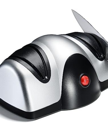 Sagler Electric Kitchen Knife Sharpener - 2 Stage Knife Sharpener with Sapphirite Wheels - Repair, Restore, Polish Blades, Cutters - Black