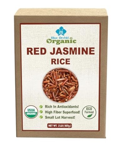 Organic Thai Red Jasmine Rice - Gluten Free - Preservative Free - Small Lot Farmed from Thailand - 2 LB