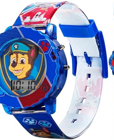Accutime Paw Patrol Kids' Digital Watch with Blue Case, Comfortable Blue Strap, Easy to Buckle - Official 3D Character on the Dial, Safe for Children - Model: PAW4015