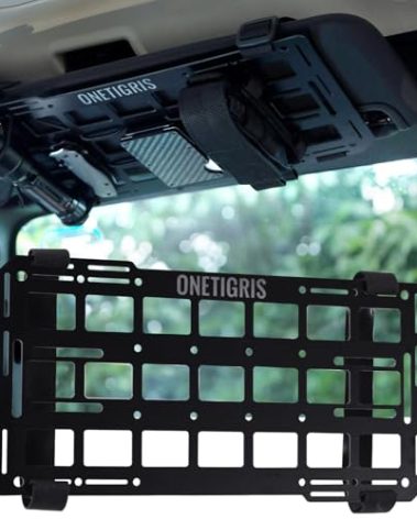 OneTigris Molle Visor Organizer, Fiberglass Rigid MOLLE Panel, Tactical Versatile Car Sun Visor Organizer Interior Accessories Holder for Vehicle, SUV, Trucks