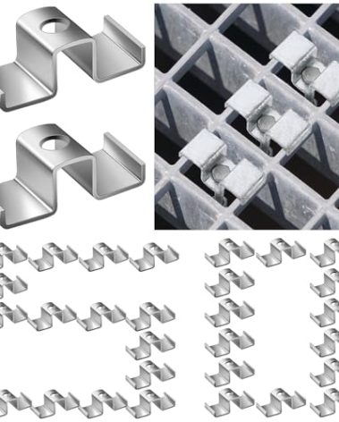 MorningRo 50 Pcs Grating Clip Saddle Clip Galvanized Carbon Steel for Screw Size 1/4 Inch for Industrial Flooring Drainage Systems Mezzanines Walkways Stair Treads